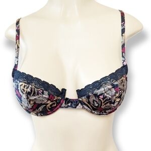 Vintage‎ 90s Adrianna Papell Silk Abstract Print Unlined Bra Size 36A